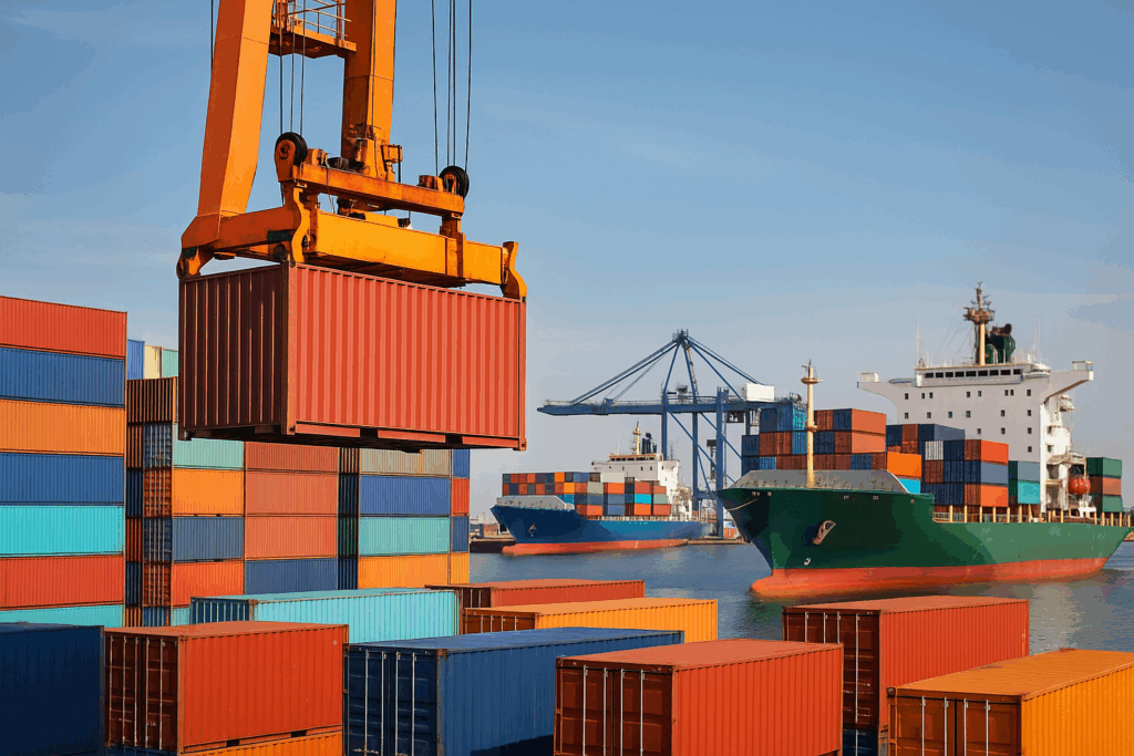 Containers Being Imported at a Port of Entry for Customers to Purchase