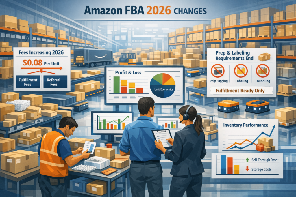 Amazon FBA fulfillment efficiency and fee strategy infographic for brands