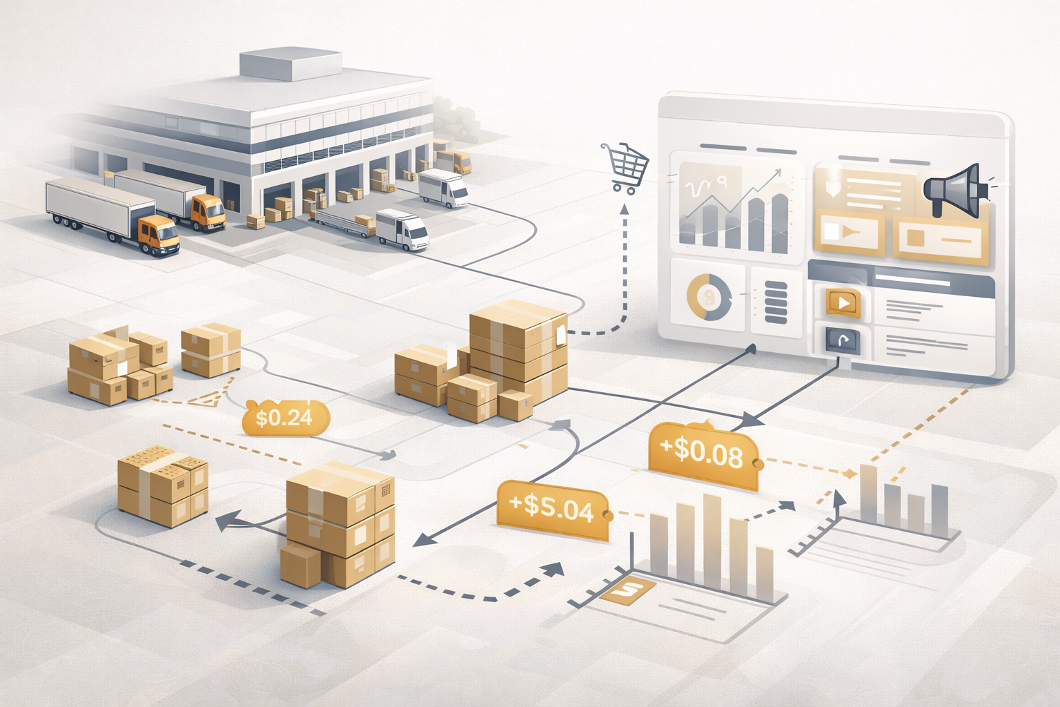 Infographic showing Amazon fulfillment and fee strategy with FBA and FBM pathways